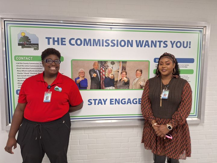 Photo of GOC Member Kyana Williams at her new Alachua County job.